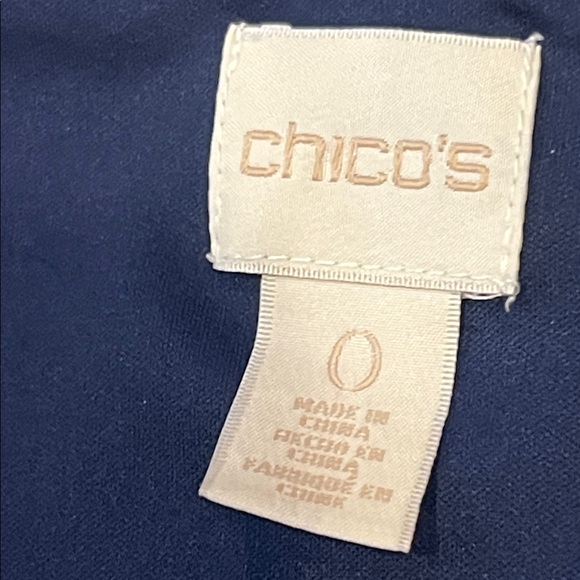Chicos Long Sleeveless Dress Blue Abstract Asymmetrical Hem Small (4) Chicos 0 - Picture 6 of 13